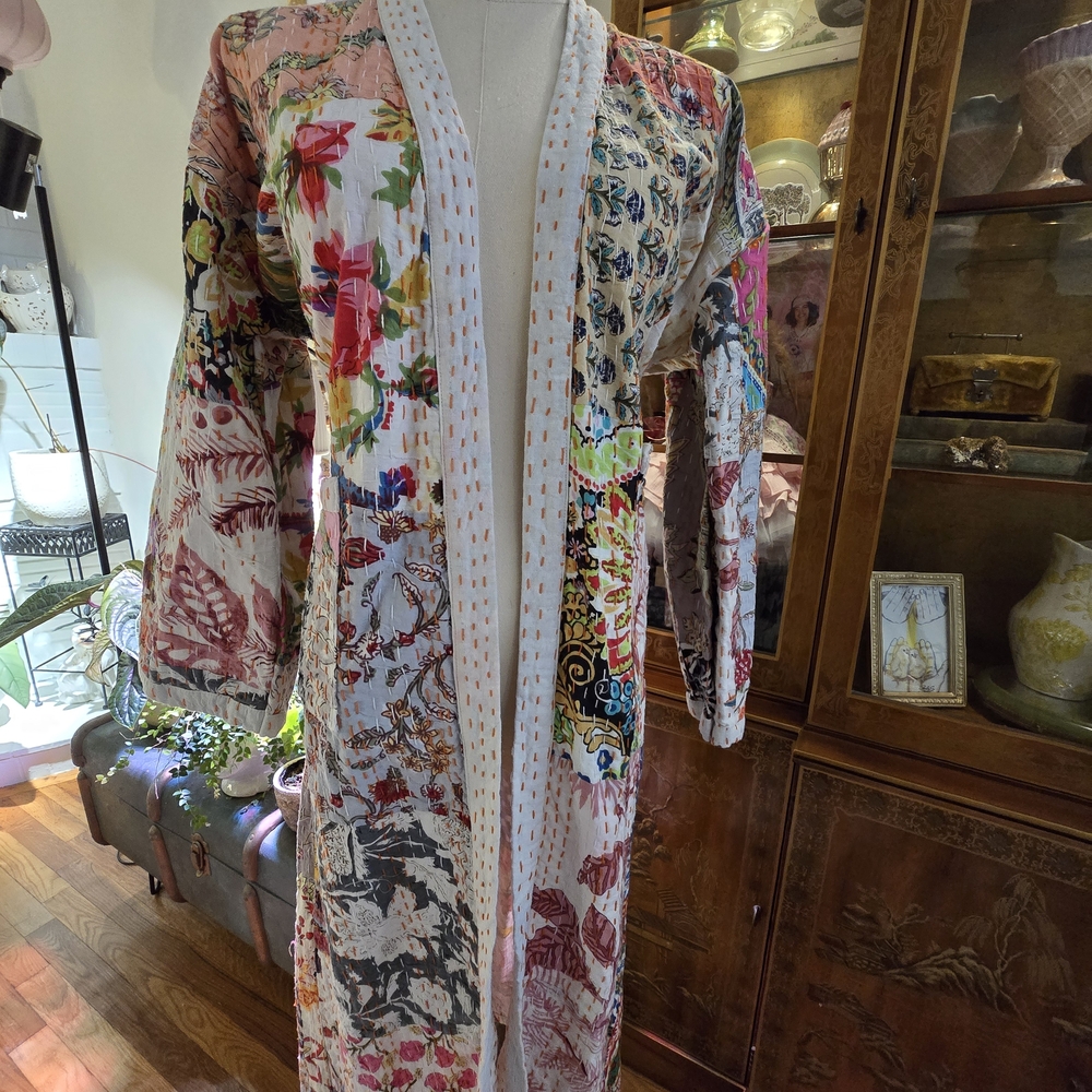 Handmade Kantha Patchwork Kimono Duster Jacket – One of a Kind Boho